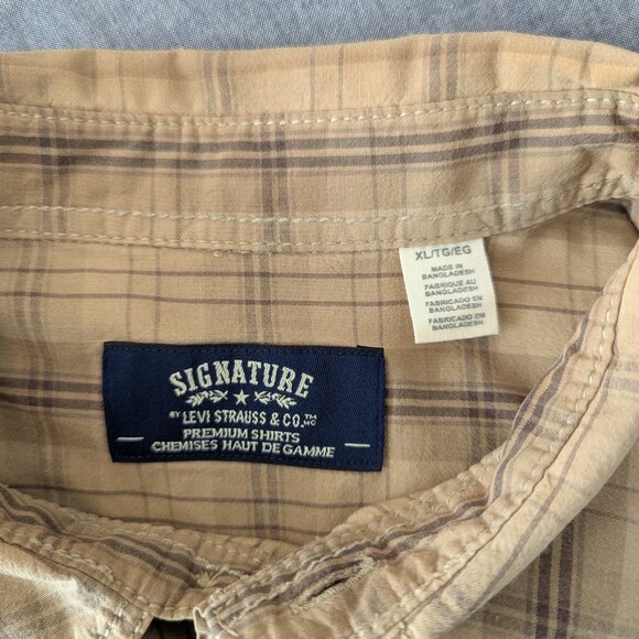 Levis Signature Plaid Shirt Beige - Size XL - Picture 5 of 12